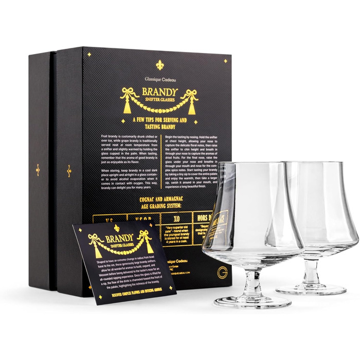Набір келихів для коньяку, бренді та арманьяку GLASSIQUE CADEAU 440 мл (2 шт.) | Кришталь, безпечно миються в посудомийній машині | Келихи для коньяку в подарунковій коробці