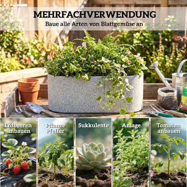 Набір з 2 горщиків для квітів з підвісним кріпленням та дренажною системою, з отвором та гачком, 42 x 16 x 15 см, світло-сірий