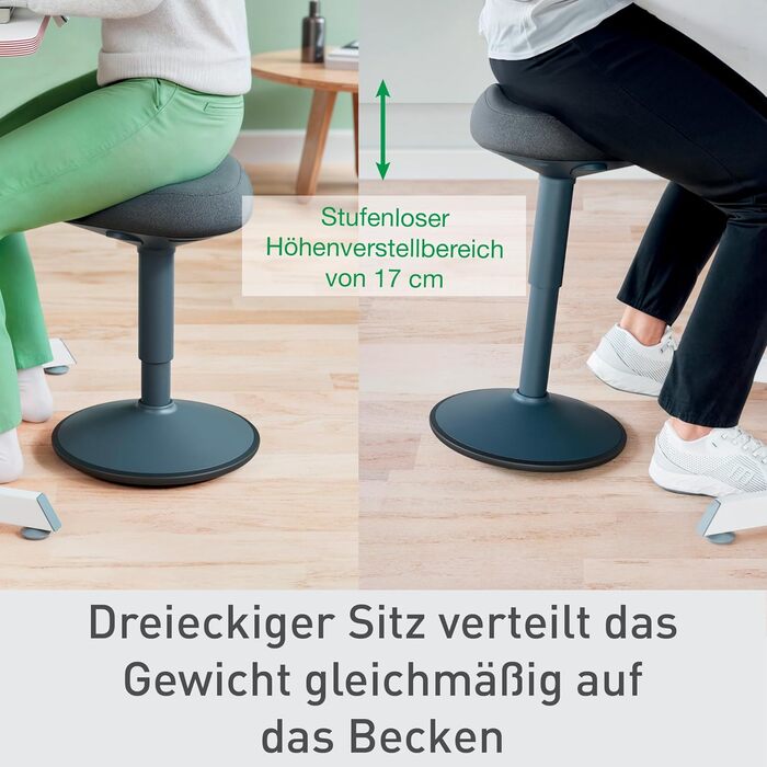 Офісний стілець Leitz Ergo Active з піною подвійної щільності, регульована висота 57-82 см, оббивка з переробленого матеріалу (до 110 кг), темно-сірий