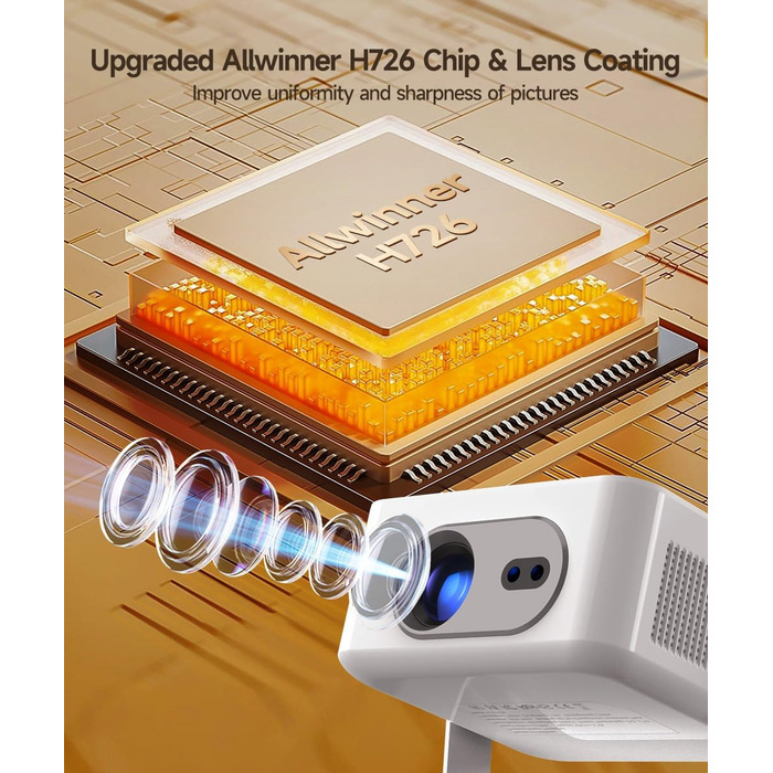 Magcubic HY300max Міні проектор 4K/8K з Android 14, WiFi 6, Bluetooth 5.4, Автофокус, для домашнього кінотеатру, білий