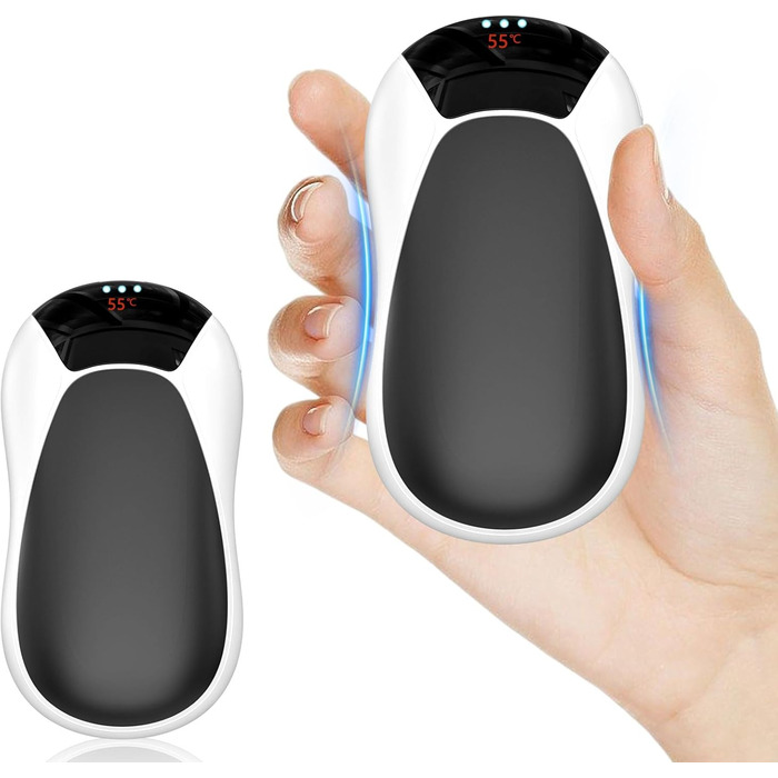 Електричні грілки для рук 2 шт. - Магнітні кишенькові грілки AI, перезаряджувані, 36 годин роботи, багаторазові, компактні грілки для дітей, чоловіків, жінок, білий екран