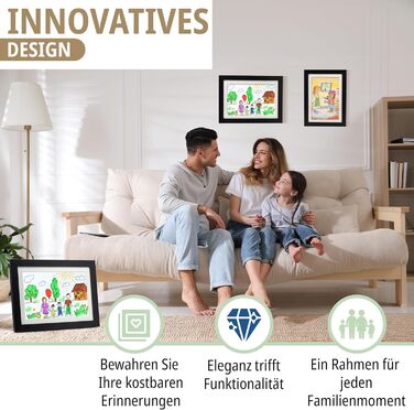 Рамка для дитячих малюнків KIYARI A4, 2 шт., білий, розкладний, з фронтальним доступом, для 150 малюнків, міцне дерево, безпечне скло, для творчості, дитячої кімнати та школи