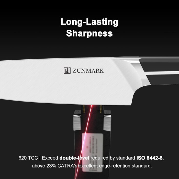 Набір ножів 14 предметів з бруском, кухонний набір ножів з дерев'яним бруском, леза з німецької сталі X50CrMoV15 (шеф-ніж, сантоку, ніж для стейка, ніж для овочів, ножиці). Чорний колір.