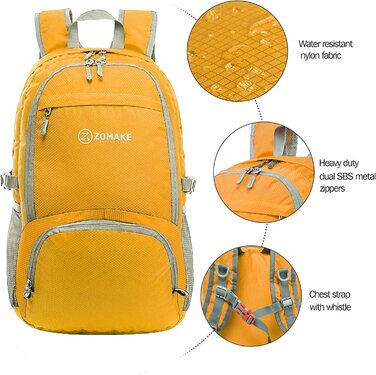 Легкий складной рюкзак ZOMAKE - упаковваеме рюкзаки об'ємом 30 л, невеликі складні рюкзаки, похідний рюкзак, сумка для жінок і чоловіків, походи на відкритому повітрі (світло-зелений)