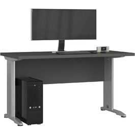 АКОРД Письмовий стіл Офісний стіл Комп'ютерний стіл з металевими ніжками Ширина 135 см Стіл для ноутбука для домашнього офісу Сучасний дизайн Край ABS Ламінована плита 32 см (Графітовий сірий)