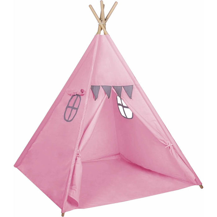 Дитячий намет-типі з натуральних матеріалів для дому та вулиці (рожевий)