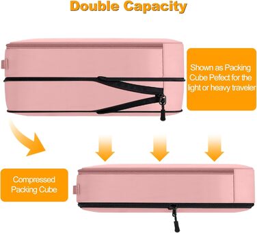 Набір органайзерів для подорожей у валізу Packing Cubes, комплект дорожніх сумок для одягу та косметички (8 предметів, рожевий)