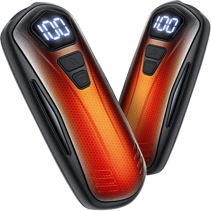 Електричні грілки для рук 2 шт. з акумулятором 6000mAh, 5 режимів нагріву, USB, для кемпінгу та активного відпочинку, подарунок для жінок та чоловіків, чорний