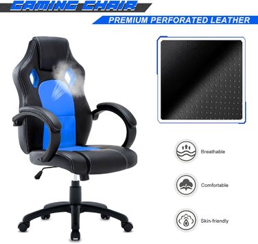 Інтимне ігрове крісло WM Heart Ергономічне шкіряне крісло PC Racing Executive Chair (синій)