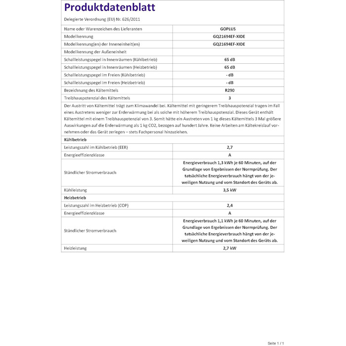 Мобільний кондиціонер GOPLUS 5 в 1 охолодження, обігрів, осушення, вентиляція, автомобіль Керування програмами 12000 BTU