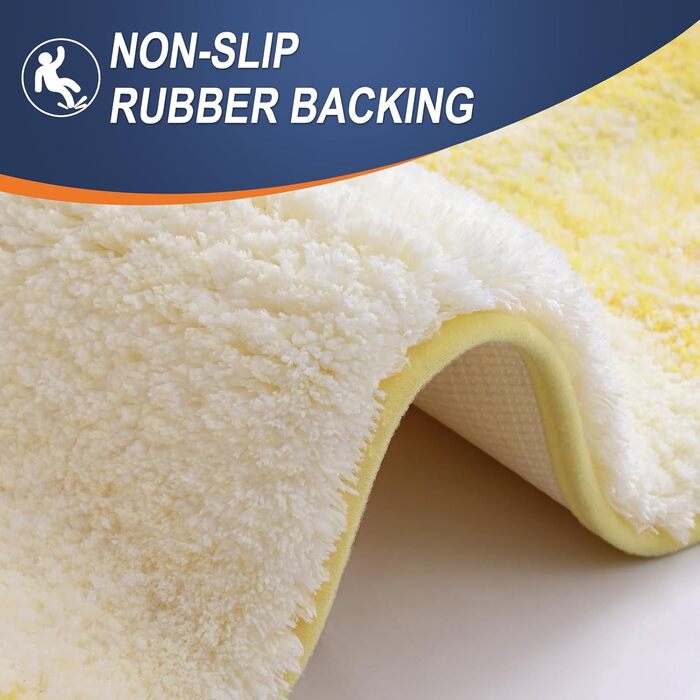 Набір килимків для ванної кімнати OLANLY, 2 шт., м'який, швидковисихаючий, мікрофібра, неслизький, можна прати в пральній машині, придатний для сушки в сушильній машині, пухнасті килимки для ванної кімнати (119,4 x 50,8 см + 61 x 40,6 см, жовтий) 51 x 119