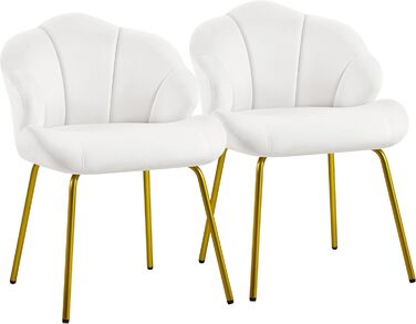 Крісла-черепашки Yaheetech, 2 шт., білі. Сучасні крісла з металевими ніжками, для вітальні, туалетного столика, спальні. Поліестер.