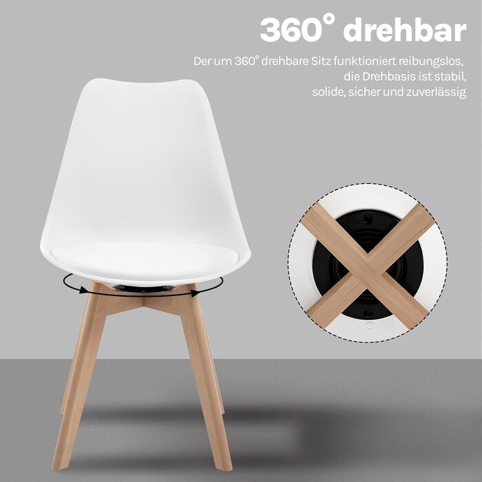 Стільці для їдальні WOLTU, набір 2 шт, з обертанням, з масиву дерева та штучної шкіри, до 100 кг, сучасний дизайн