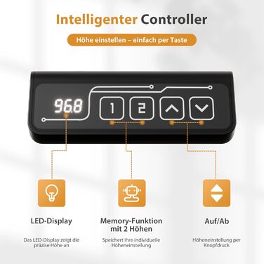 Регульований стіл для роботи з USB-C, електричний, з пам'яттю, 120x60 см, білий. Стіл для офісу, стоячий, комп'ютерний.