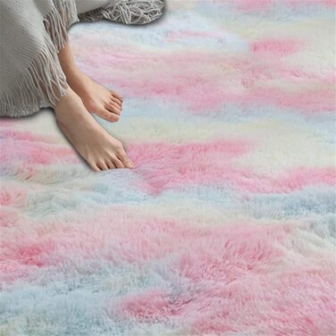 М'який килимок aujelly для спальні, волохатий килим, ворсисті килими, пухнасті різнокольорові килими в стилі батик, килим (новий Райдужний, 180 х 270 см)