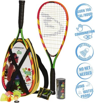 Комплект Speedminton S600, зелений / жовтий / рожевий, один розмір і кульки унісекс, 5 упаковок, Спідермікс, трубка Speedminton C, жовтий / червоний / зелений, один розмір підходить всім в ЄС