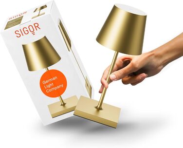 SIGOR Nuindie 2.0 Mini - LED-лампа на акумуляторі, золотиста, 25 см, IP54, USB-C, 12 годин роботи