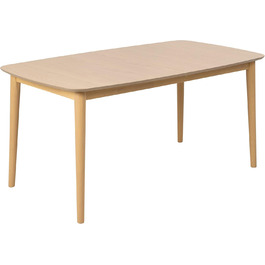 AC Design висувний обідній стіл Monty для 6 осіб, прямокутна стільниця, білий дуб, круглі ніжки, кухонний стіл, 160 x 75 x 90 см