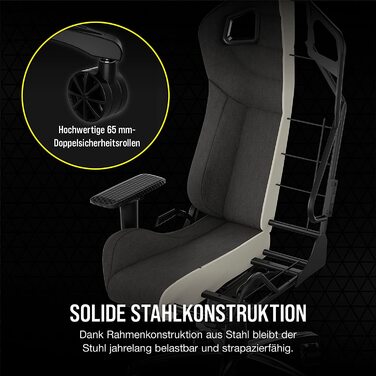 Ігрове крісло Corsair T3 RUSH Fabric (2023) – Стиль автоспорту, тканинне покриття, подушки для шиї та спини