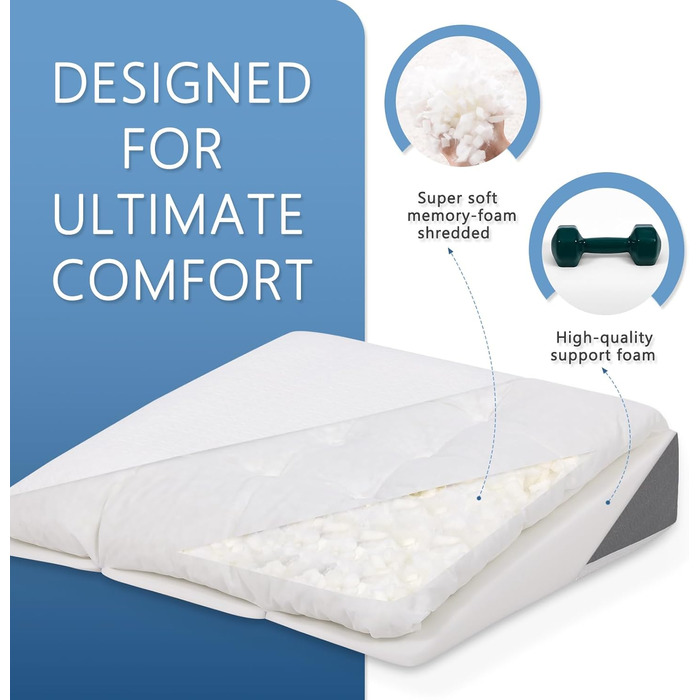 Подушка для ніг Havargo з піною з пам'яті, для підтримки ніг, знімний чохол, двошарова подушка для ніг, для сну з піднятими ногами