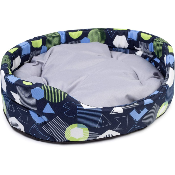 Ліжко для собак в бутік-зоопарку / овальна подушка для маленьких собак або кішок / стійка до подряпин підстилка для собак з подушкою / кошик для собак / миється поліестер / великий розмір S (46x40 см / Колір (S 46x40 см, темно-синій з малюнком)
