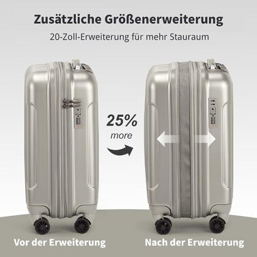 Набір валіз LALAHO 2 шт: дорожній набір з косметичною сумкою, валізи з ABS+PC, телескопічний ручка, ручна поклажа, градієнтний дизайн (Space Gray)