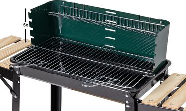 Гриль вугільний на коліщатках ARO, сталь/дерево, 2 решітки, 2 полиці, зелений