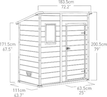Сарай садовий Keter Manor Pent 6x4, пластиковий, бежевий, 183.5x111x200.5 см, для вулиці, вологостійкий