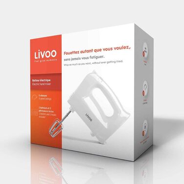 Електричний ручний міксер LIVOO DOP162B, пластиковий, (білий)
