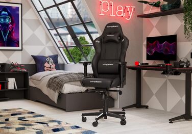 Ігрове крісло DXRacer Gladiator G001, Штучна шкіра, Чорне, до 200 см