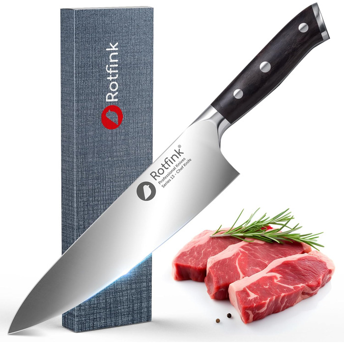 Ніж кухарський Messer 18 см, професійний, з нержавіючої сталі, з ергономічною ручкою з ебоні, кут заточування 15°, подарункова коробка, гарантія 10 років