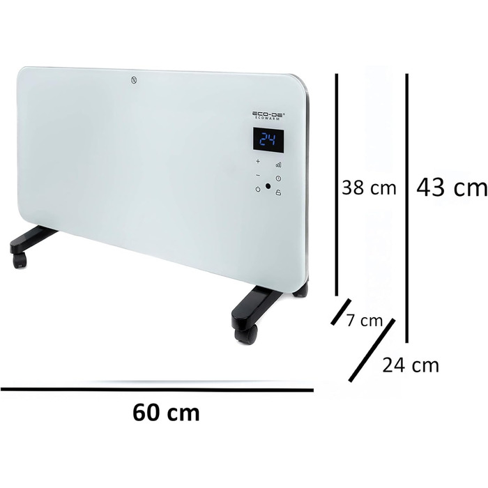 Електричний конвектор ECODE® з настінним кріпленням та пультом керування. Економний конвектор з термостатом та керуванням через додаток. 1000W