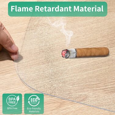 Захисна килимок NATRKE для офісного крісла, 122x92 см, для паркету та ламінату, PVC, прозора підкладка під стілець