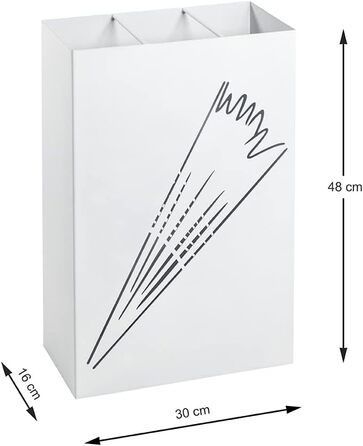 Меблева підставка для парасольок HAKU, металева, Ш 50 x Г 16 x В 48 см (30 x 16 x В 48, біла)
