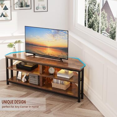 Тумба під телевізор кутова Dripex з LED підсвіткою, стиль Індастріал, дерево-метал (106x36x45.5 см)