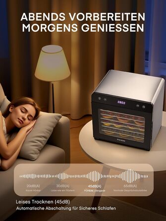 Електричний дегідратор FOHERE з нержавіючої сталі, 650W, 8 ярусів, таймер 48h, 35-75°C - для овочів, м'яса, трав, здорових перекусів та кемпінгу