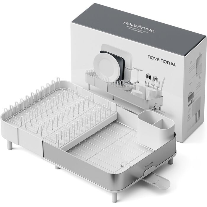 Сушарка для посуду висувна з нержавіючої сталі біла | сучасний мінімалістичний дизайн