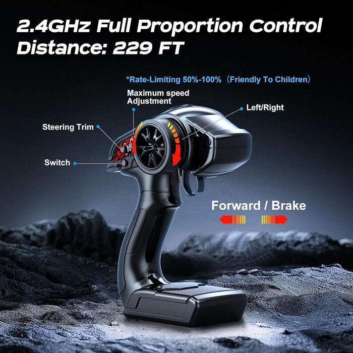 RC Автомобіль 1:18 Monstertruck 4WD, Повнопривідний позашляховик 40 км/год з металевим редуктором та 2x акумуляторами 1300mAh, Синій - для дорослих та дітей від 10 років