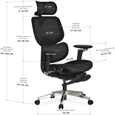 Крісло Mealux D2 Air Plus Black (арт. HF-D2 M/B)