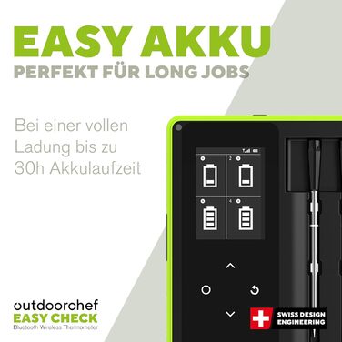 Термометр для гриля Outdoorchef Easy Check Quadro з Bluetooth, 4 датчики, 200м, для миття в посудомийній машині, з магнітною док-станцією