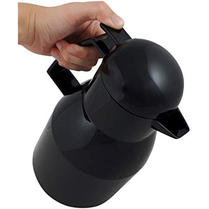 Термос Helios Top Push, 1 літр, чорний (пластикова ізоляція)