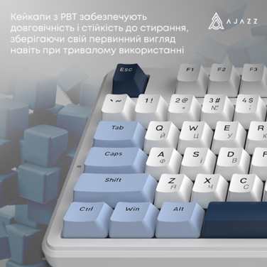Дротова механічна клавіатура Ajazz AK870 V2 Flying Fish Switches White (AK870-V2-FF-BWB)