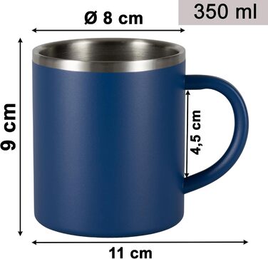 Набір посуду Melamin Adria Blue (6 осіб) з нержавіючої сталі, термокружки, імітація кераміки - для кемпінгу, подорожей, пікніків