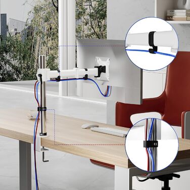 Кріплення для монітора Duronic DM251X3 WE: підходить для моніторів 13-27 дюймів, підтримує до 8 кг, регульоване по висоті, нахил, поворот, VESA кріплення