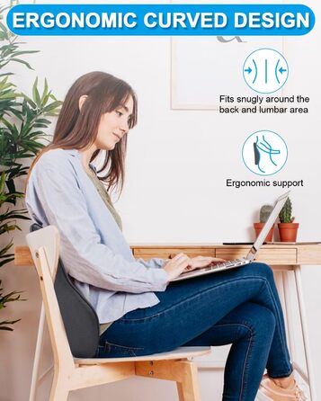 Подушка для спини FAOKZE з Memory Foam - ергономічна, для офісного крісла та дивана, антистатична (сіра)