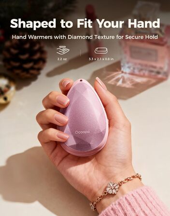 Електричні грілки для рук OCOOPA 2 шт. - стильні, рожеві, з магнітом, перезаряджаються, для жінок, Raynaud, піші прогулянки, кемпінг, подарунок