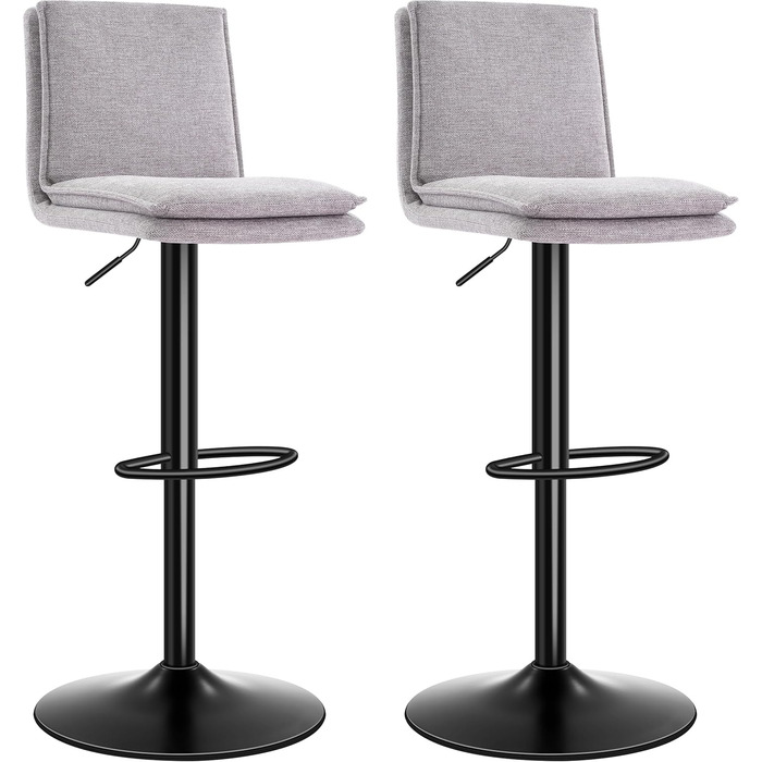 Барний стілець з льону, регульована висота, обертається, з підлокітником, для кухні та їдальні, сірий, 2 шт. Gary New