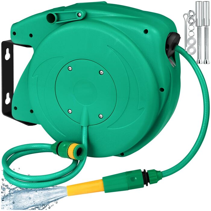 Шланговий барабан Tectake® для стіни, 1/2 дюйма, 10 м, з автозмотуванням. Шланг садовий, котушка для шланга, барабан для поливу, розпилювач.