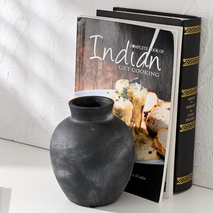 Керамічна ваза для квітів у стилі Богеми, 15.2 см, сіро-чорна, для декору дому, теракота