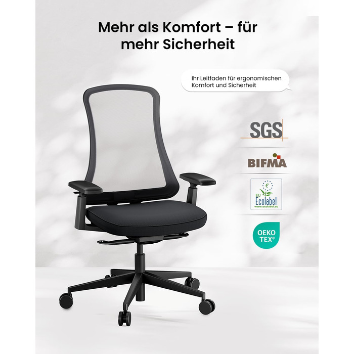 Офісний стілець ProtoArc Flexer ергономічний чорний з регулюванням глибини сидіння та дихаючою сітчастою спинкою для дому та офісу